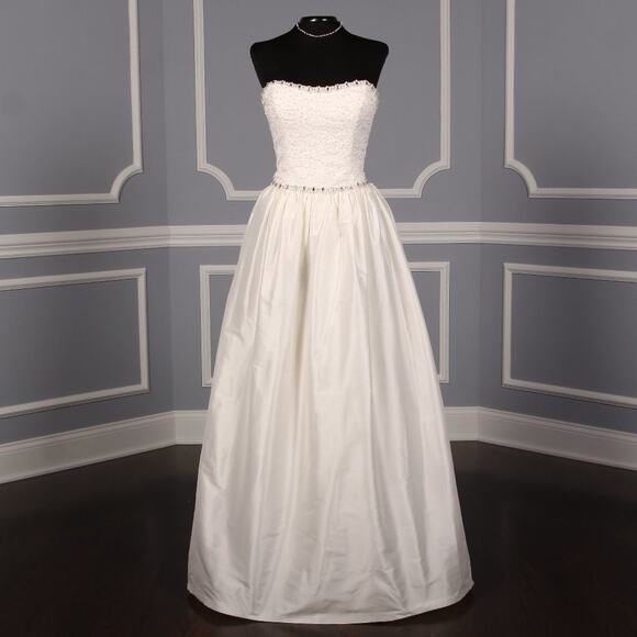 JUSTINA ATELIER Wedding Dress Strapless Silk Bridal Gown Meaghan Ivory Pink 8 - Picture 1 of 11